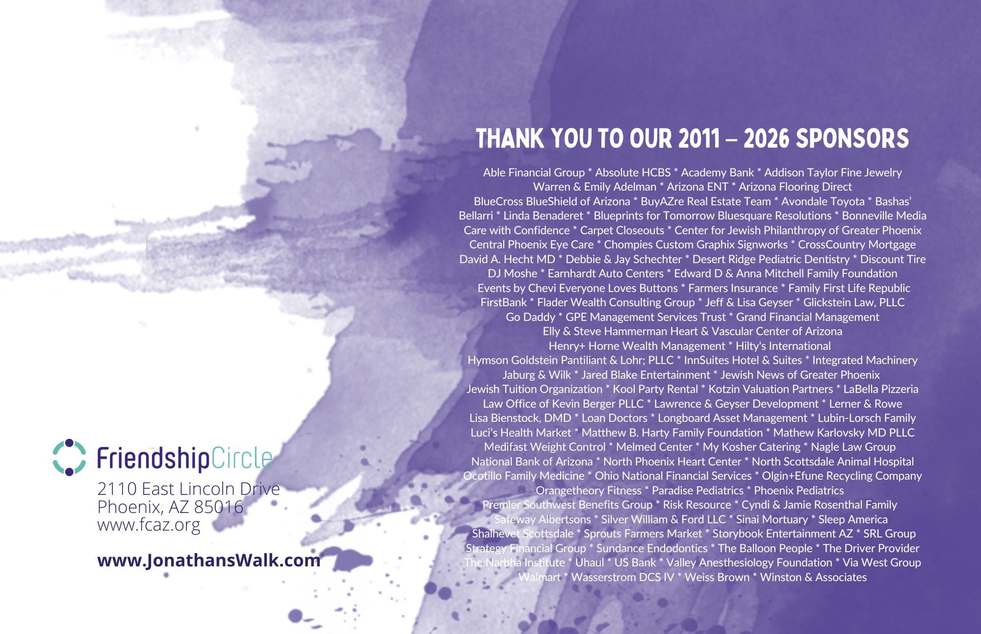 Jonathan's Walk 2027 sponsorship packet, page 12.
